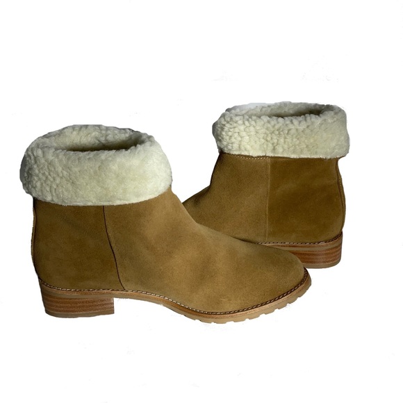 Jack Rogers Women’s Stella Suede Sherpa Oak Color Boot Size 8.0; Made in Mexico - Picture 1 of 16